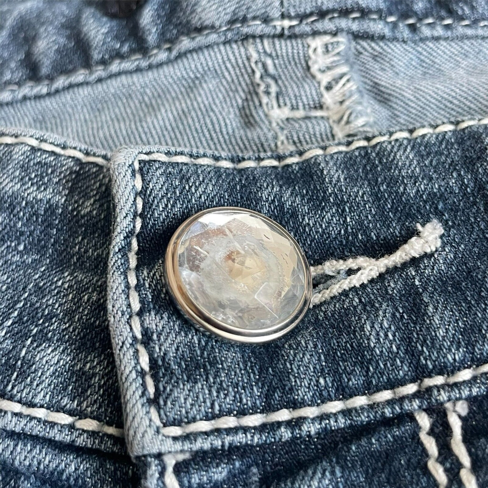 Seven7 Jeans Blue Bootcut Rhinestone Size 12 - Picture 9 of 13